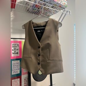 zara olive vest